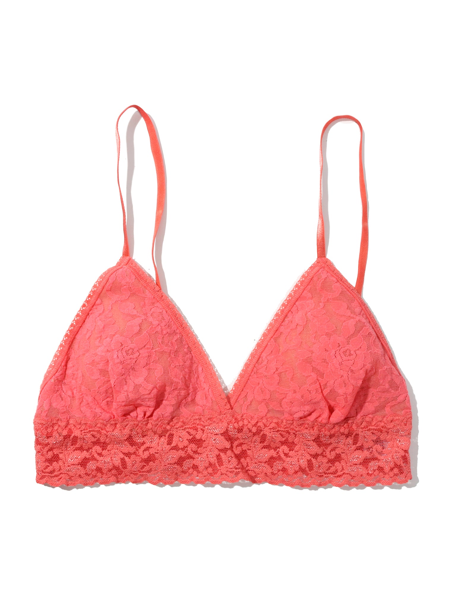 Courageous Coral Signature Lace® Padded Triangle Bralette - Flat Lay Detail | Hanky Panky