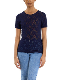 Signature Lace® Short Sleeve Top Navy Sale