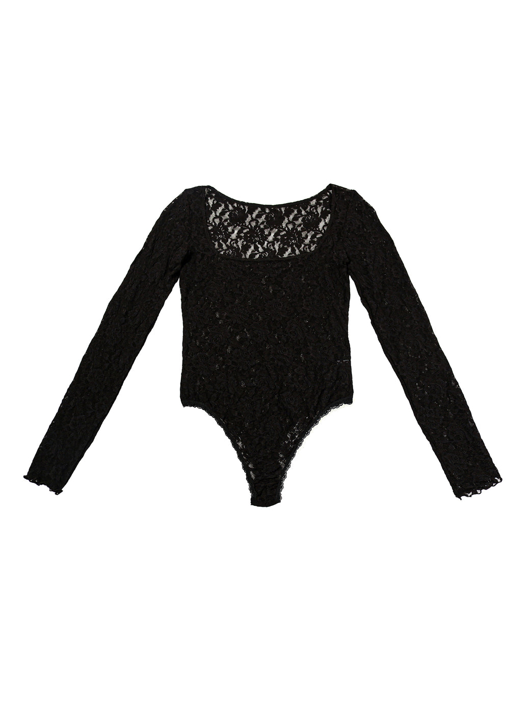 Signature Lace® Square Neck Long Sleeve Bodysuit Black