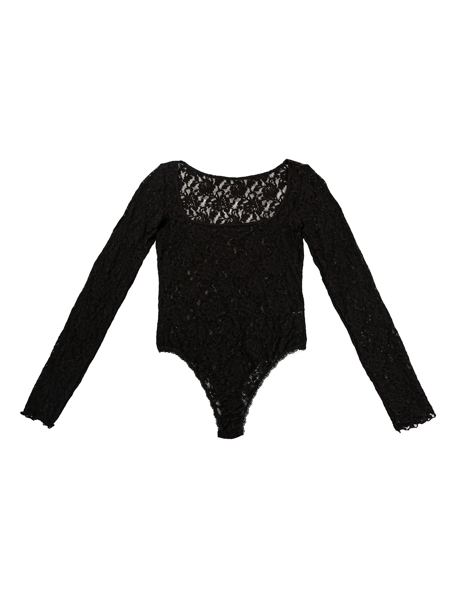 Signature Lace® Square Neck Long Sleeve Bodysuit Black