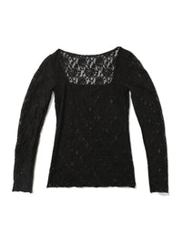 Signature Lace® Square Neck Long Sleeve Top Black