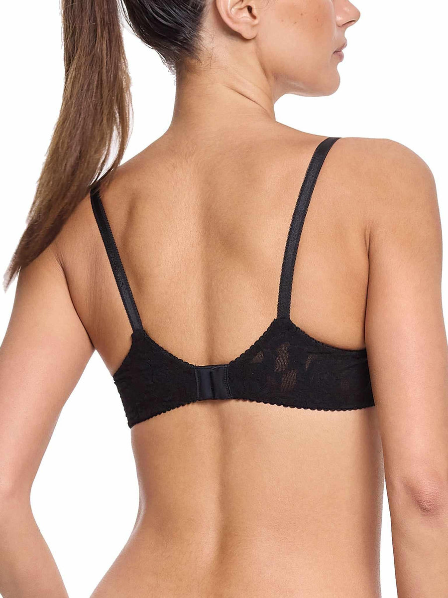 Black Signature Lace® T-Shirt Bra - Back View Showing Lace Wing Band & Hook Clasp Detail | Hanky Panky