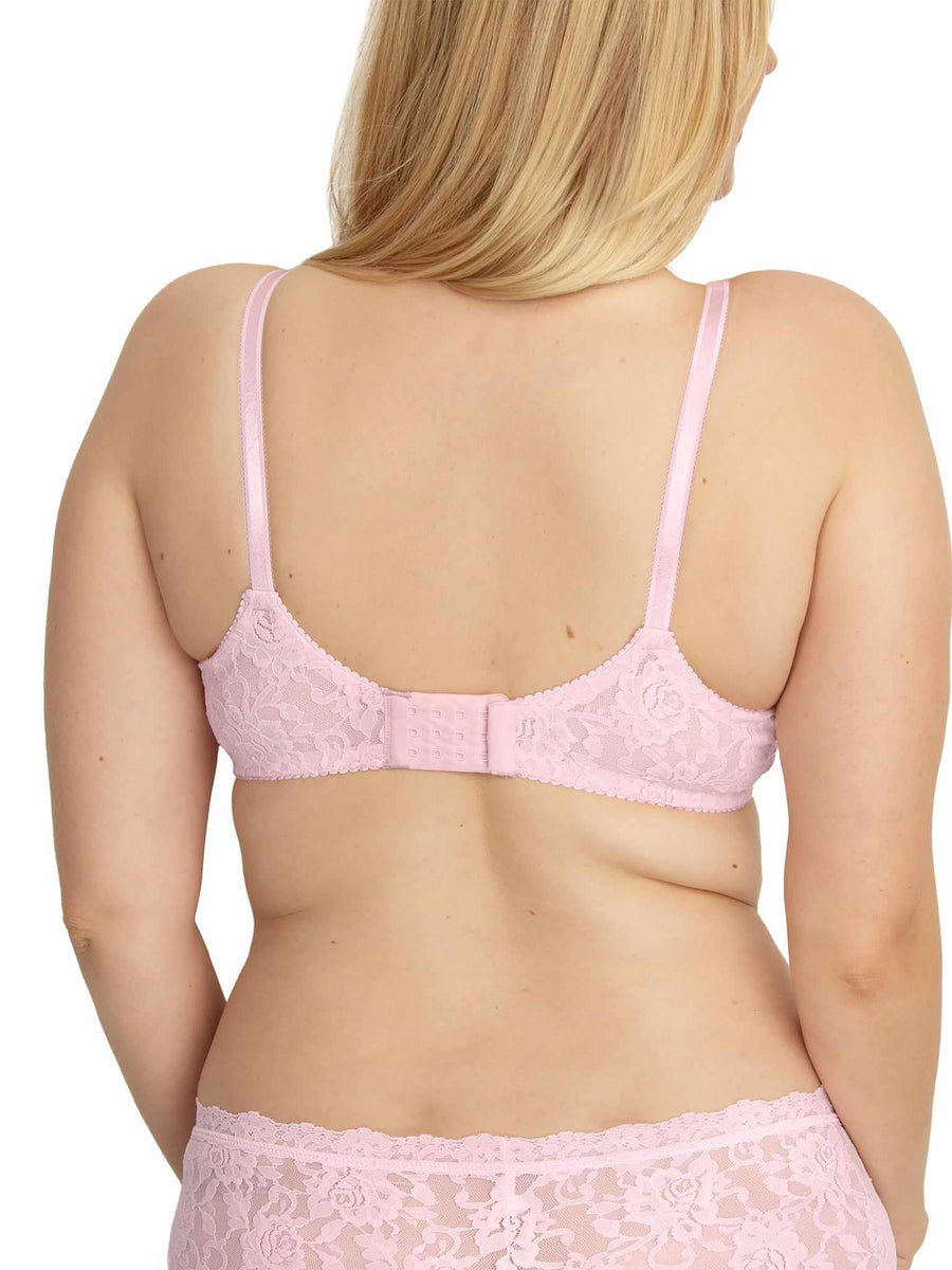 Bliss Pink Signature Lace® T-Shirt Bra - Back View Clasp Detail Curvy Model | Hanky Panky