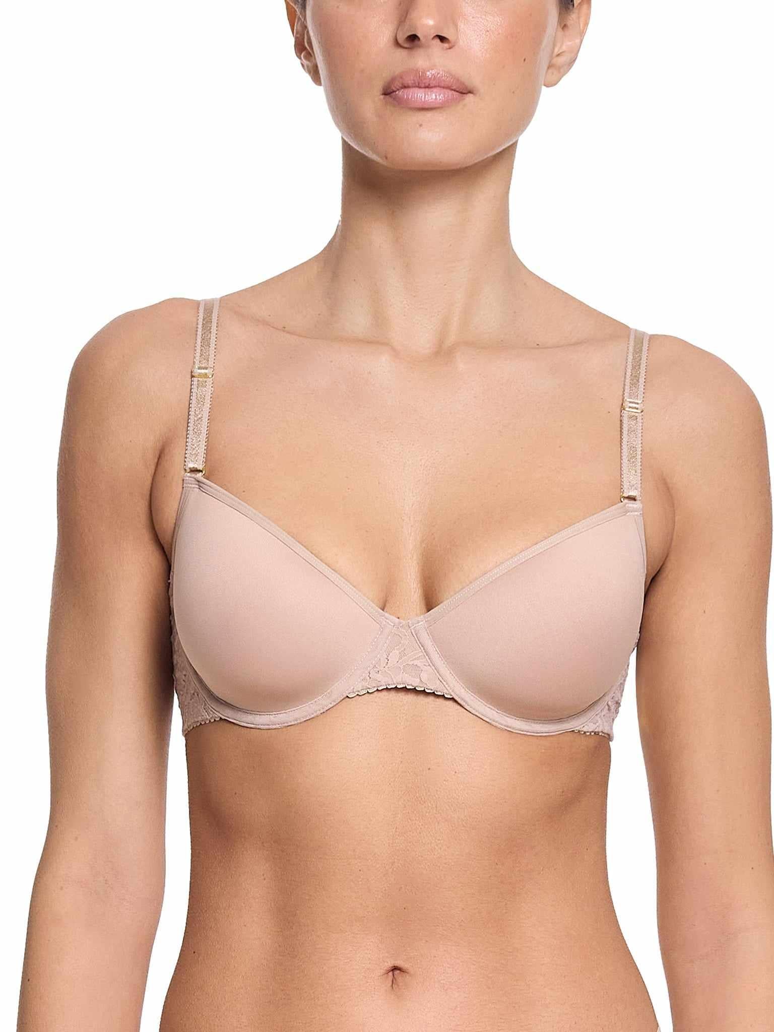 Chai Signature Lace® T-Shirt Bra - Front On-Model, Smooth Molded Cup & Lace Wing Detail | Hanky Panky