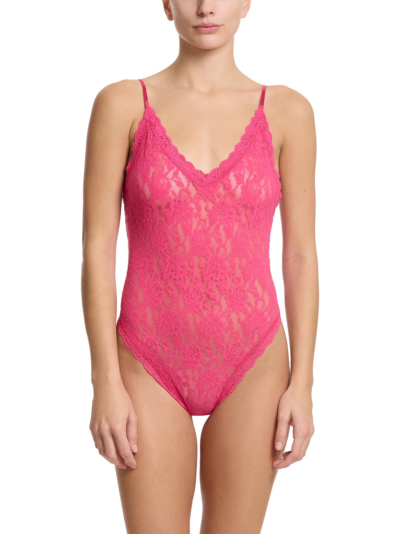 Signature Lace® Thong Back Bodysuit Un-Beet-Able Pink  Black Friday Sale