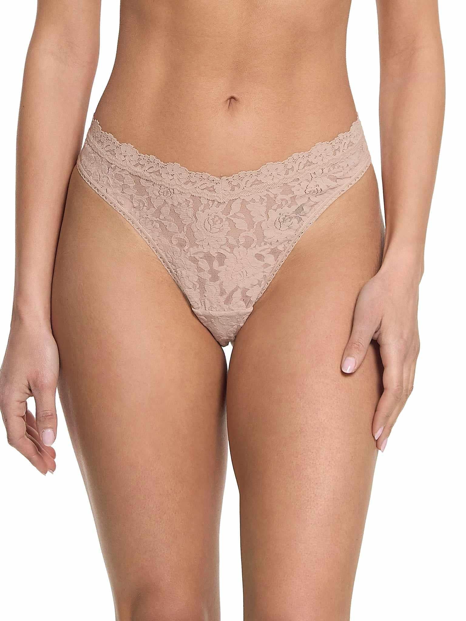 Signature Lace® V-Front High Cut Thong Chai | Hanky Panky