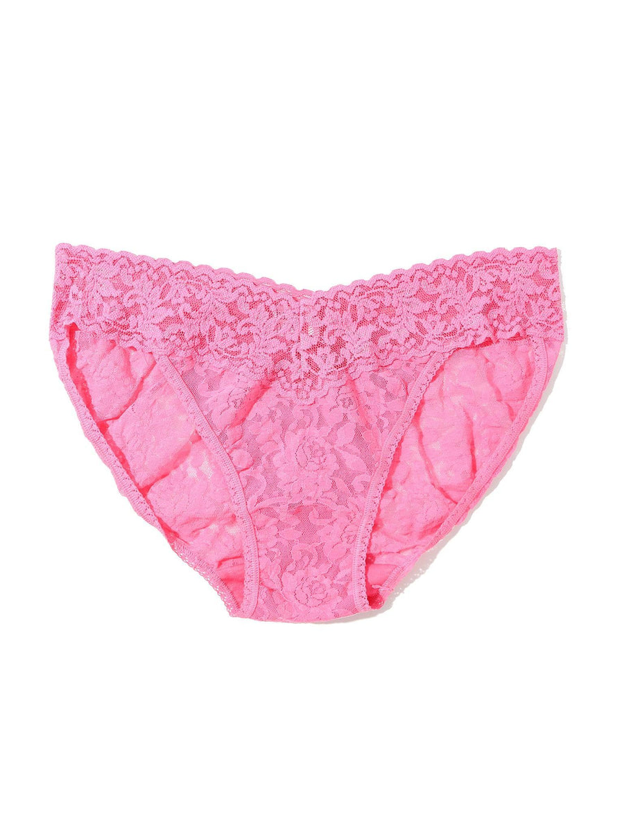 Signature Lace® V-Kini Amused Pink - Flat Lay Front View | Hanky Panky