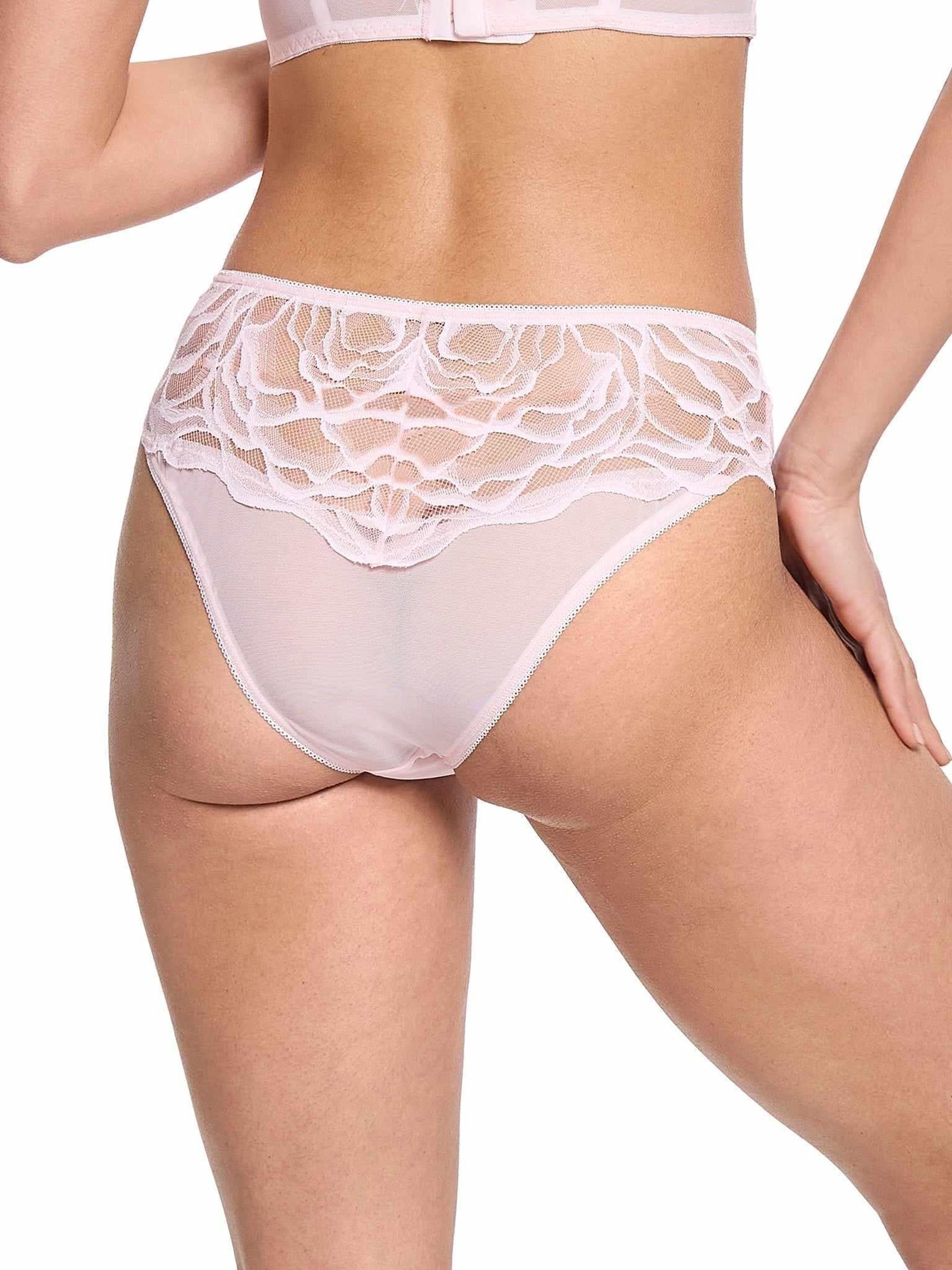 Blush Pink Silhouette Floral Cheeky Panty - Back View, Cheeky Coverage & Floral Lace | Hanky Panky