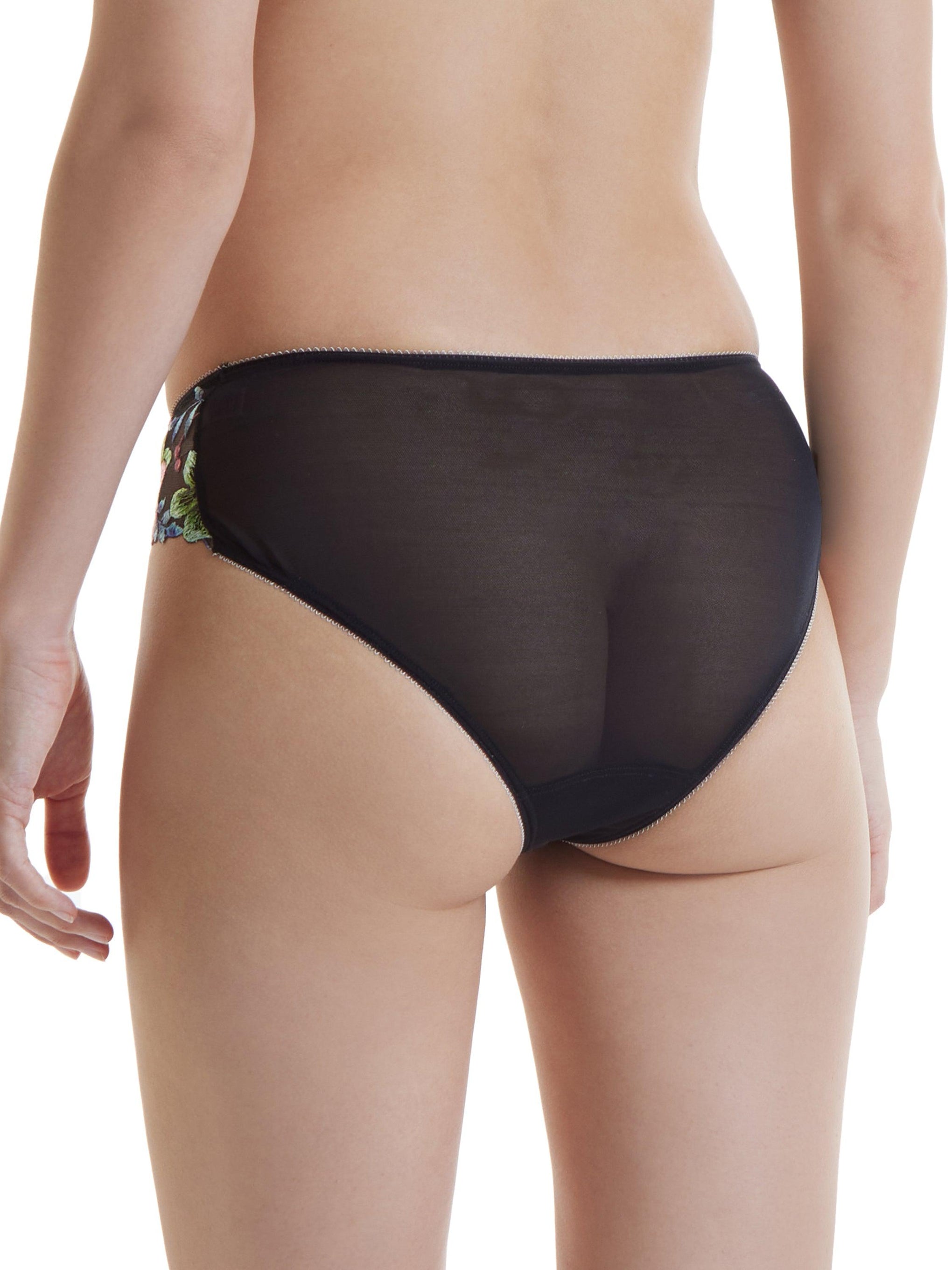 Sheer Mesh Knickers with Satin Front Panels, High Waisted Vintage Style  Panties