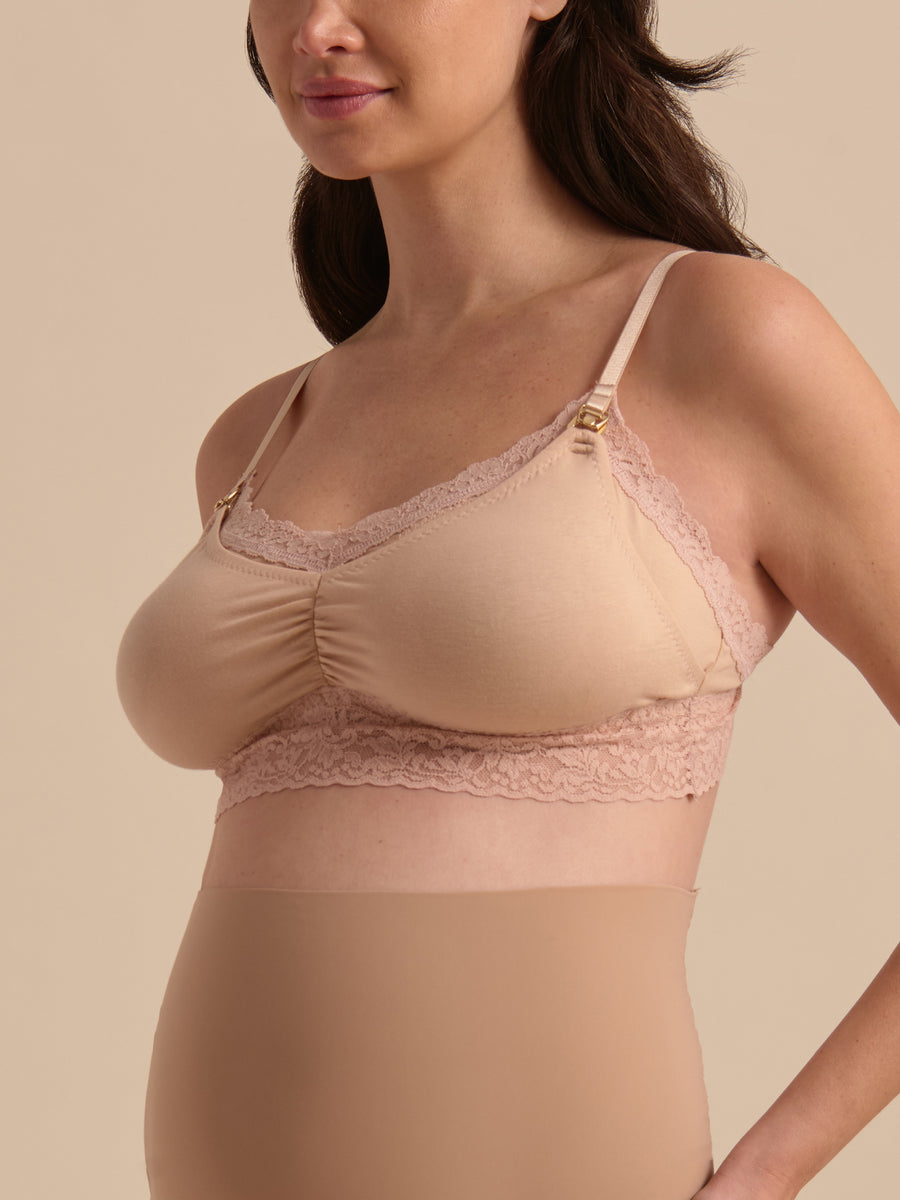 Chai Supima Cotton Nursing Bralette - Side Angle Close-Up with Nursing Clasp Detail | Hanky Panky