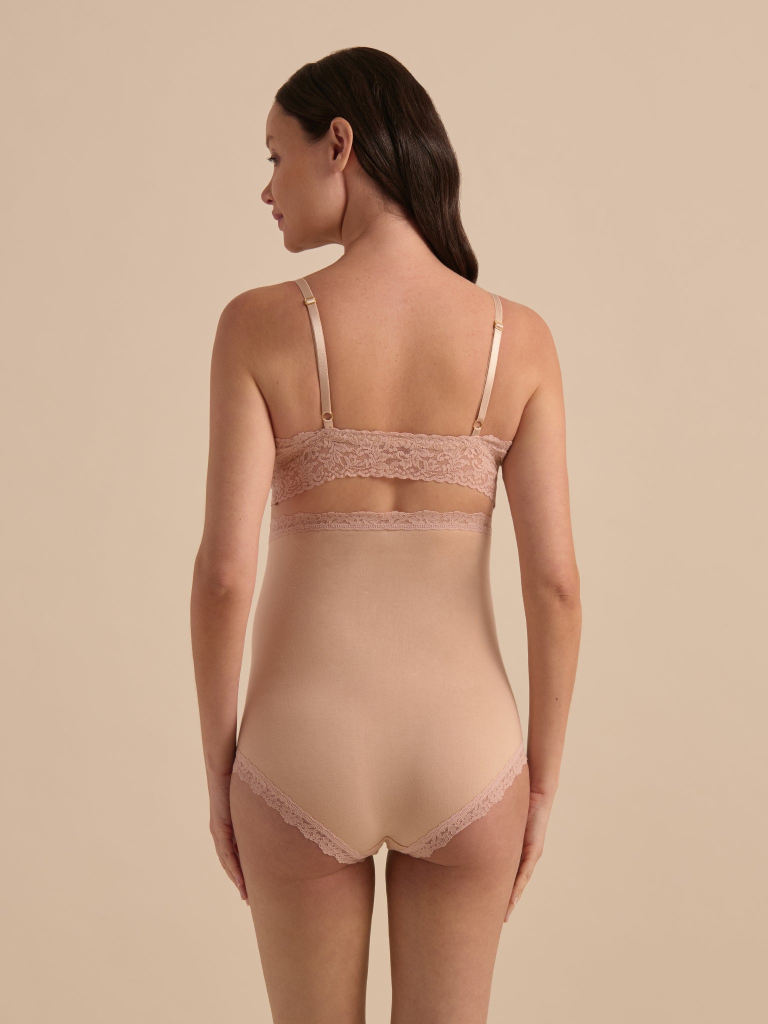 Chai Supima Cotton Nursing Bralette - Full Back View on Model with Matching Panty | Hanky Panky