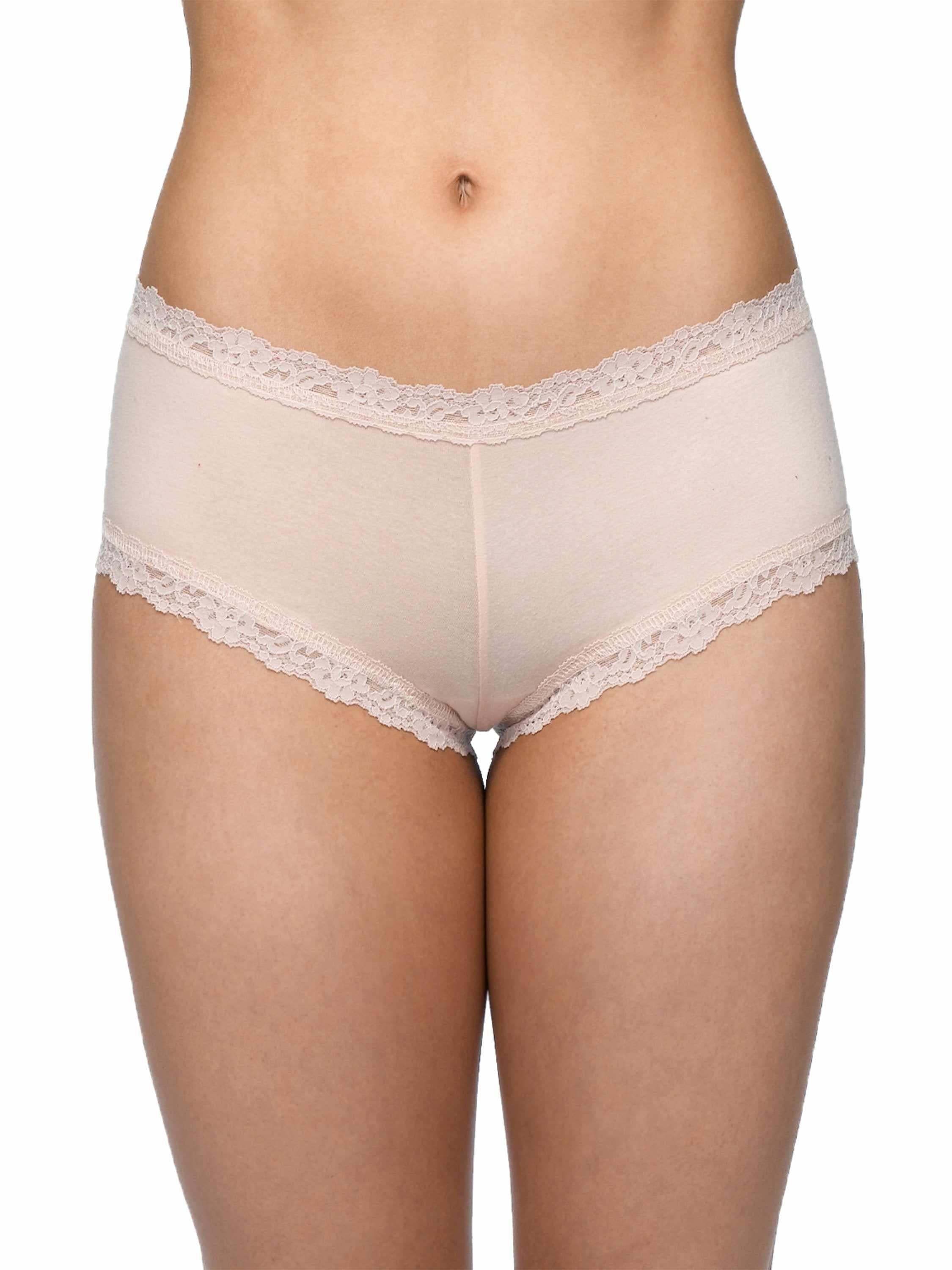 Chai Supima® Cotton Boyshort with lace trim - Front On-Model View | Hanky Panky
