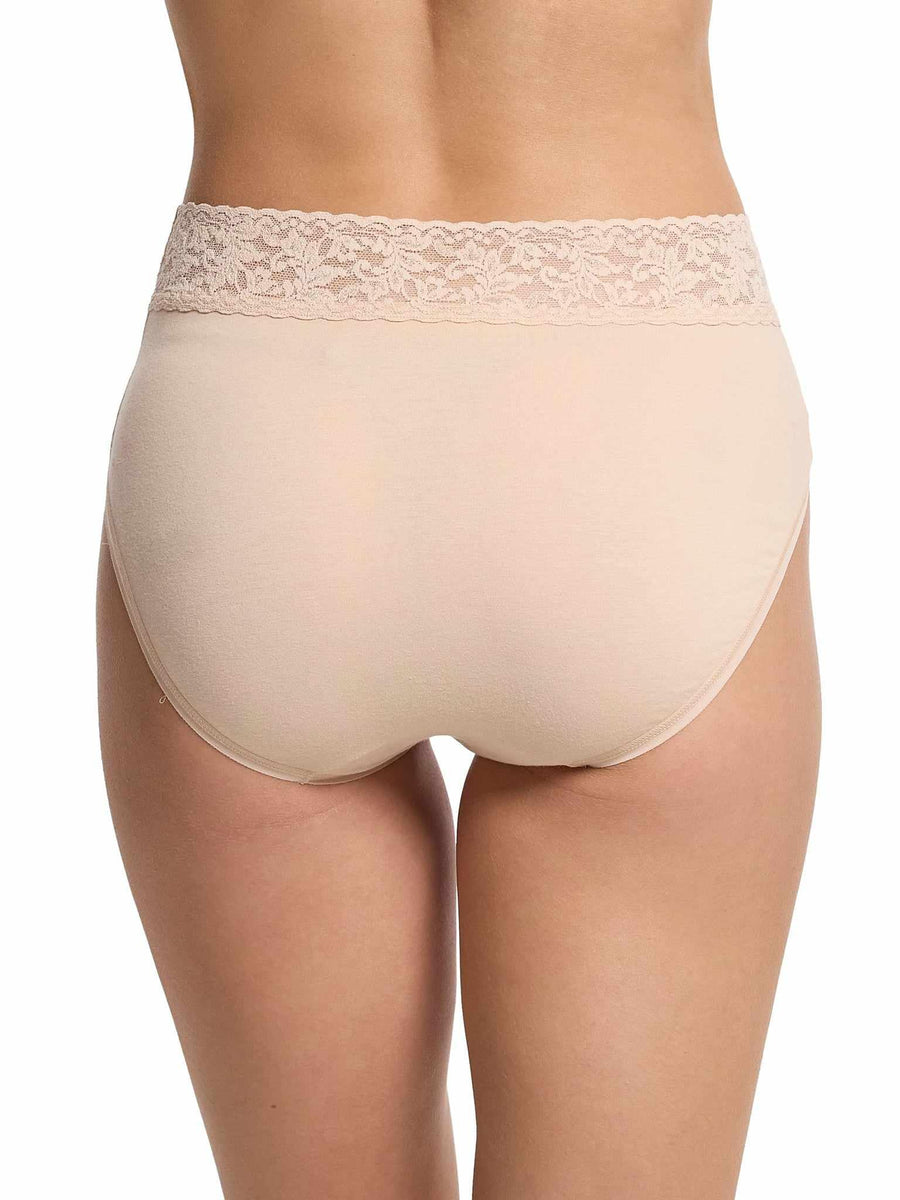 Chai Supima® Cotton French Brief lace waistband full coverage - Back View | Hanky Panky