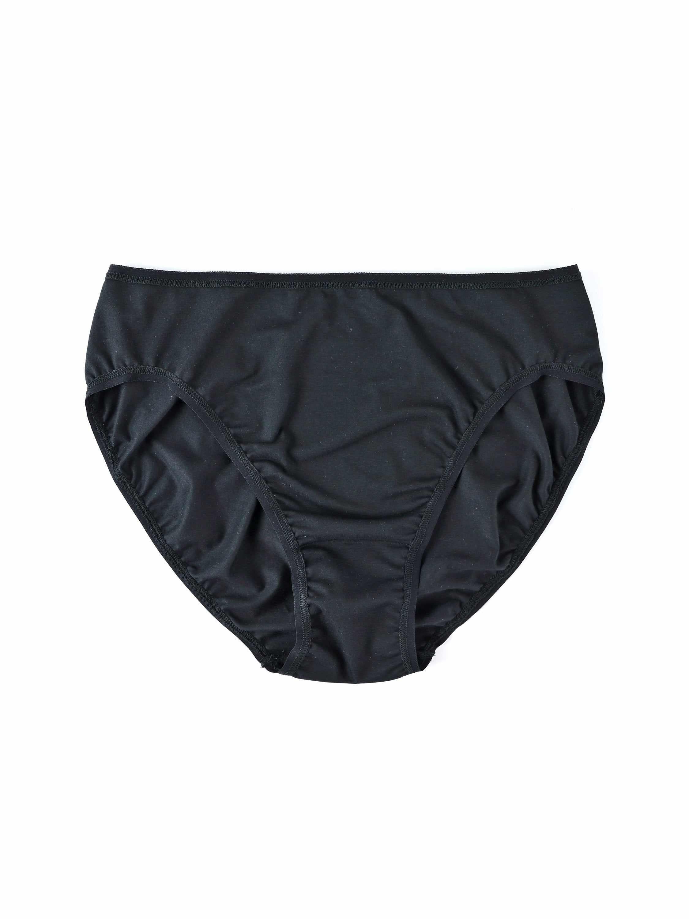Black Supima® Cotton High Cut Brief - Flat Lay Front View | Hanky Panky