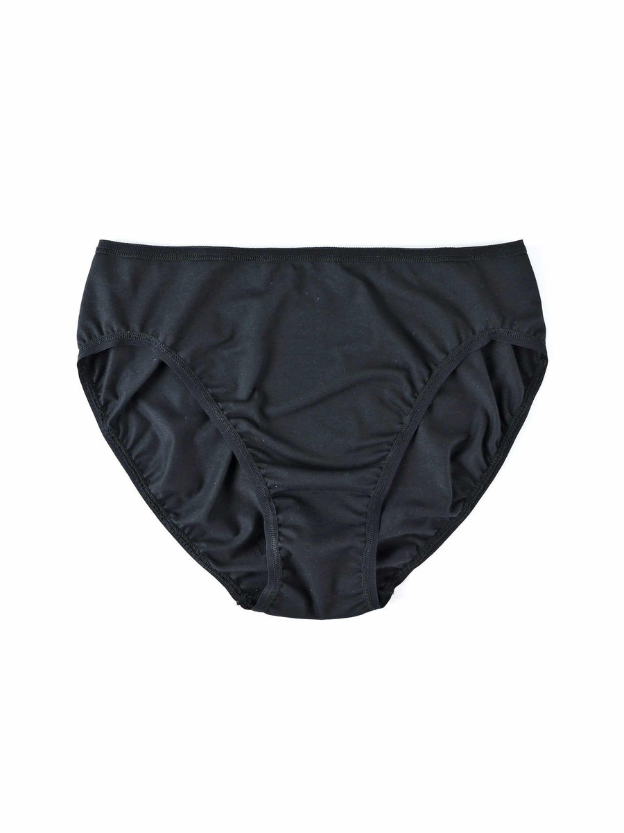 Black Supima® Cotton High Cut Brief - Flat Lay Front View | Hanky Panky