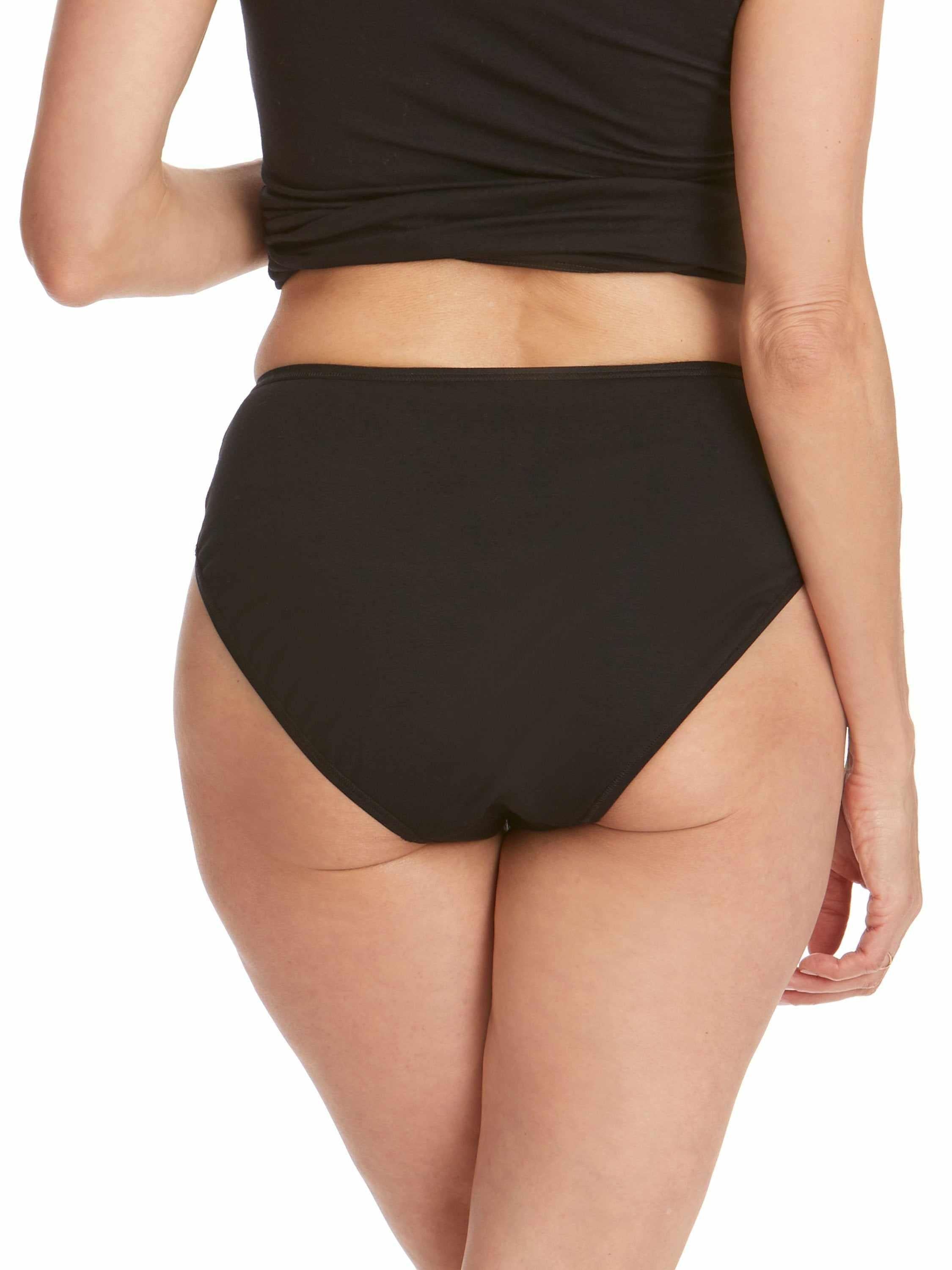 Black Supima® Cotton High Cut Brief - On Model Back View, full coverage | Hanky Panky