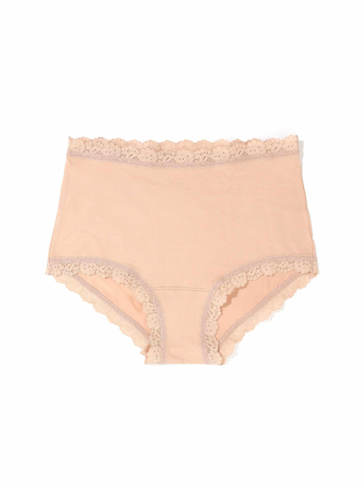 Chai Supima® Cotton High Rise Boyshort with floral lace trim - Flat Lay | Hanky Panky
