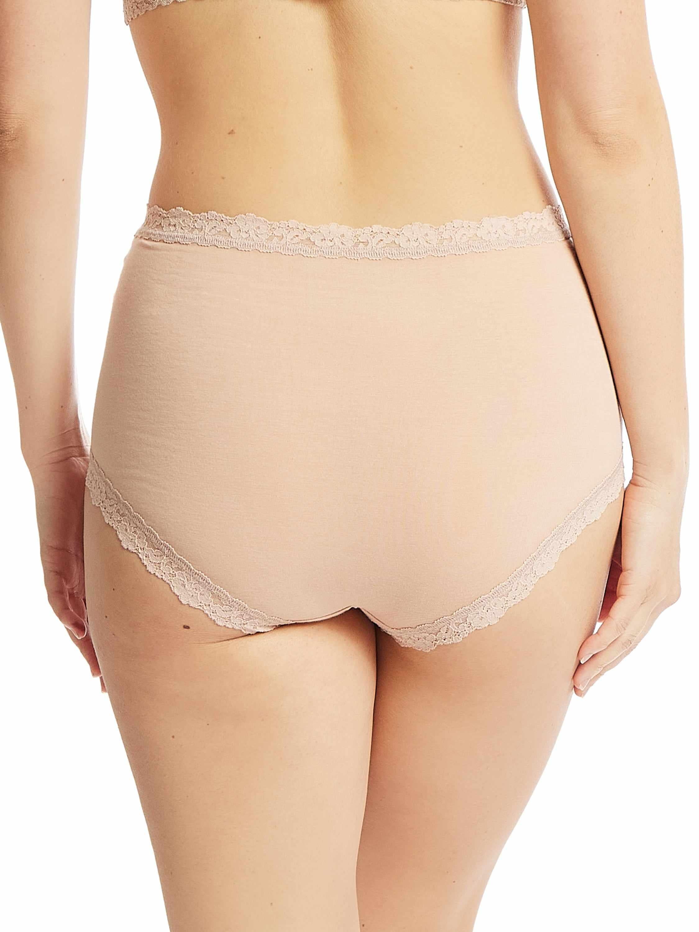 Chai Supima® Cotton High Rise Boyshort full coverage lace trim - Back View On Model | Hanky Panky
