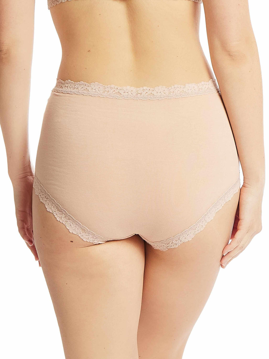 Chai Supima® Cotton High Rise Boyshort full coverage lace trim - Back View On Model | Hanky Panky