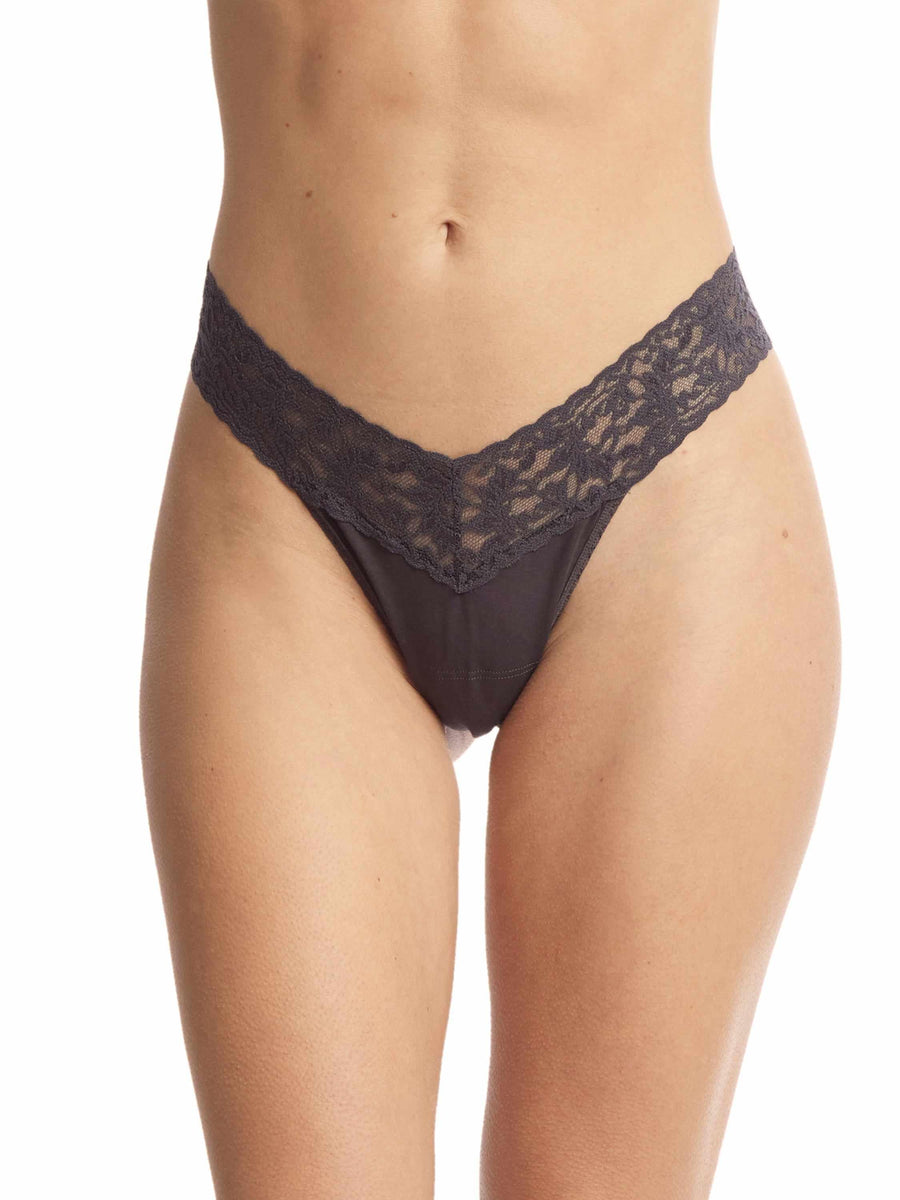 Supima® Cotton Low Rise Thong Granite Sale