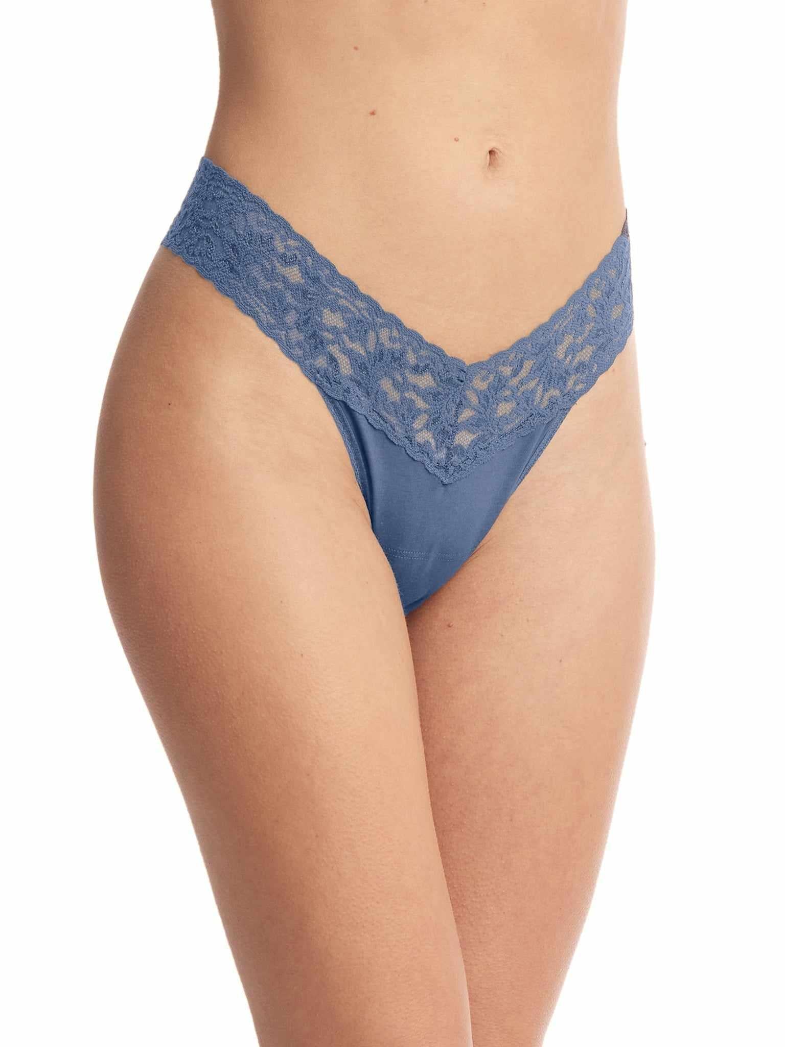 Supima® Cotton Low Rise Thong Washed Indigo Blue Sale