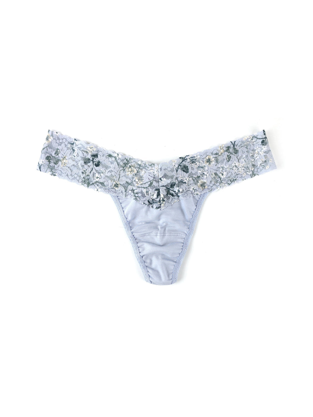 SUPIMA® Cotton Low Rise Thong with Contrast Trim Exclusive-DOVE GREY/MISTY MEADOW-Hanky Panky