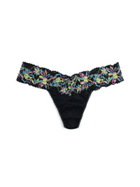 Supima® Cotton Low Rise Thong with Contrast Trim Neon Lights Black Sale
