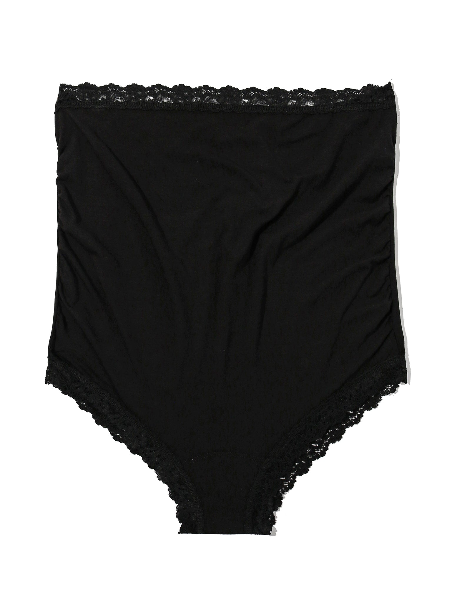 Black Supima® Cotton Maternity Over The Bump Boyshort - Flat Lay Front | Hanky Panky
