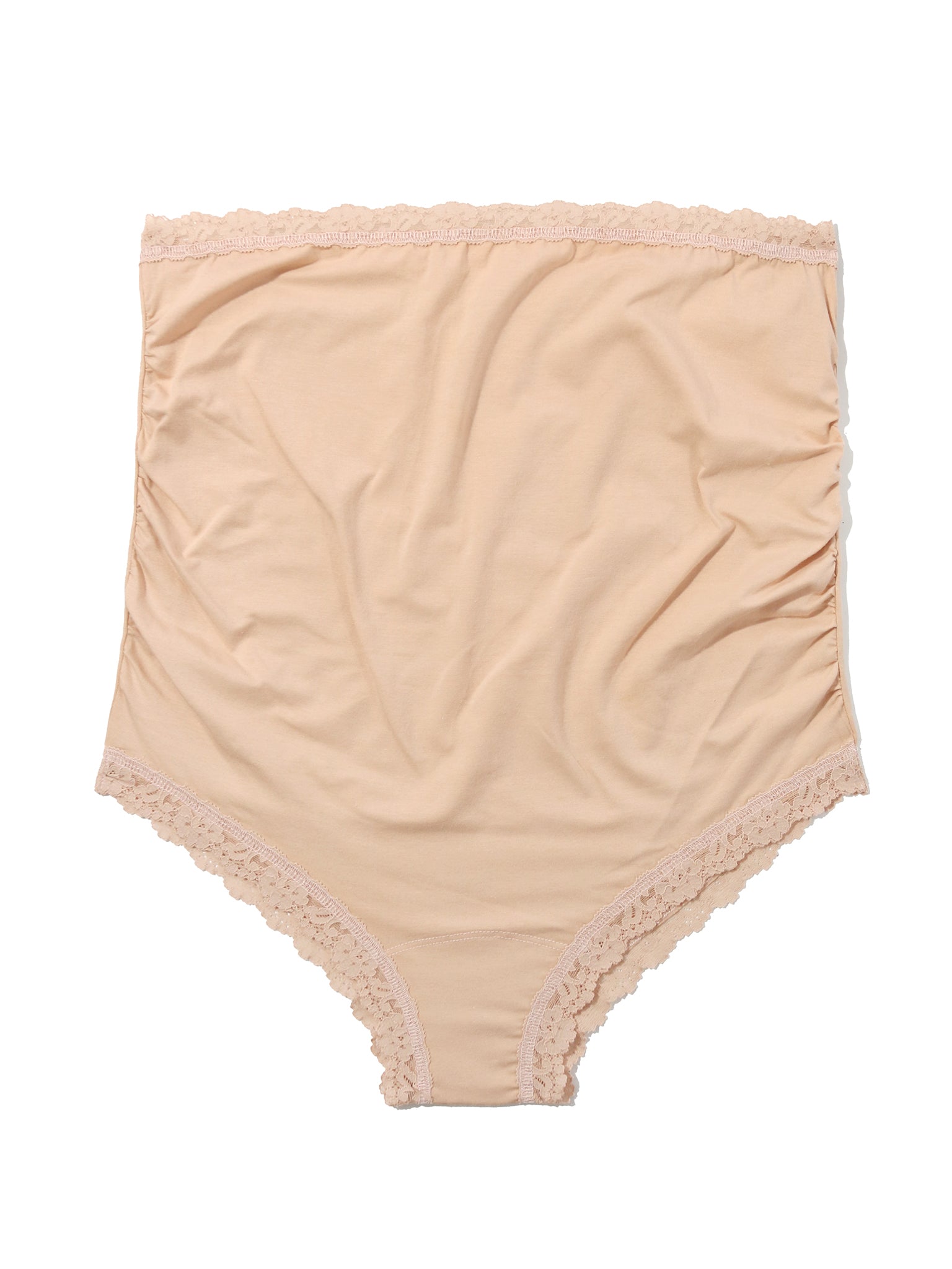Chai Supima® Cotton Maternity Over The Bump Boyshort - Flat Lay, Lace Trim | Hanky Panky