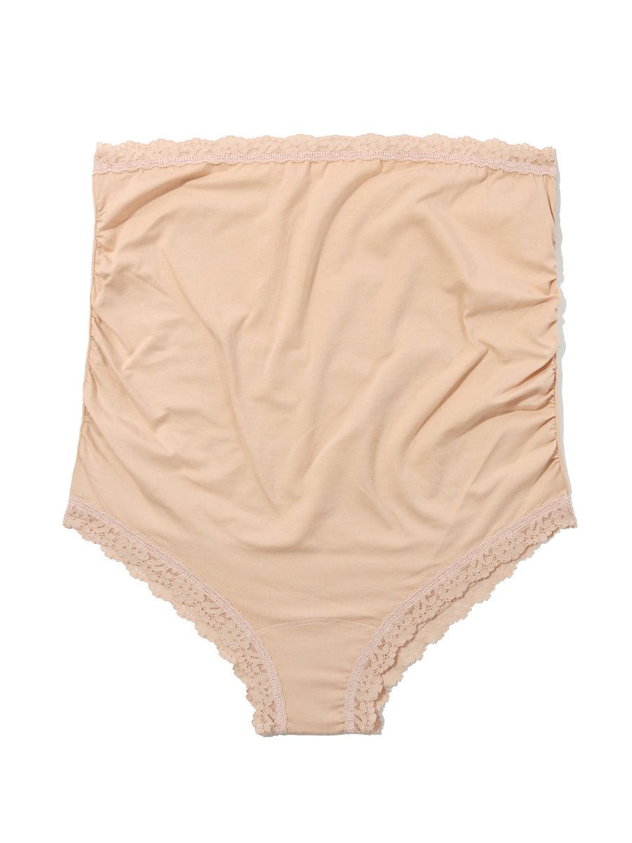 Chai Supima® Cotton Maternity Over The Bump Boyshort - Flat Lay, Lace Trim | Hanky Panky