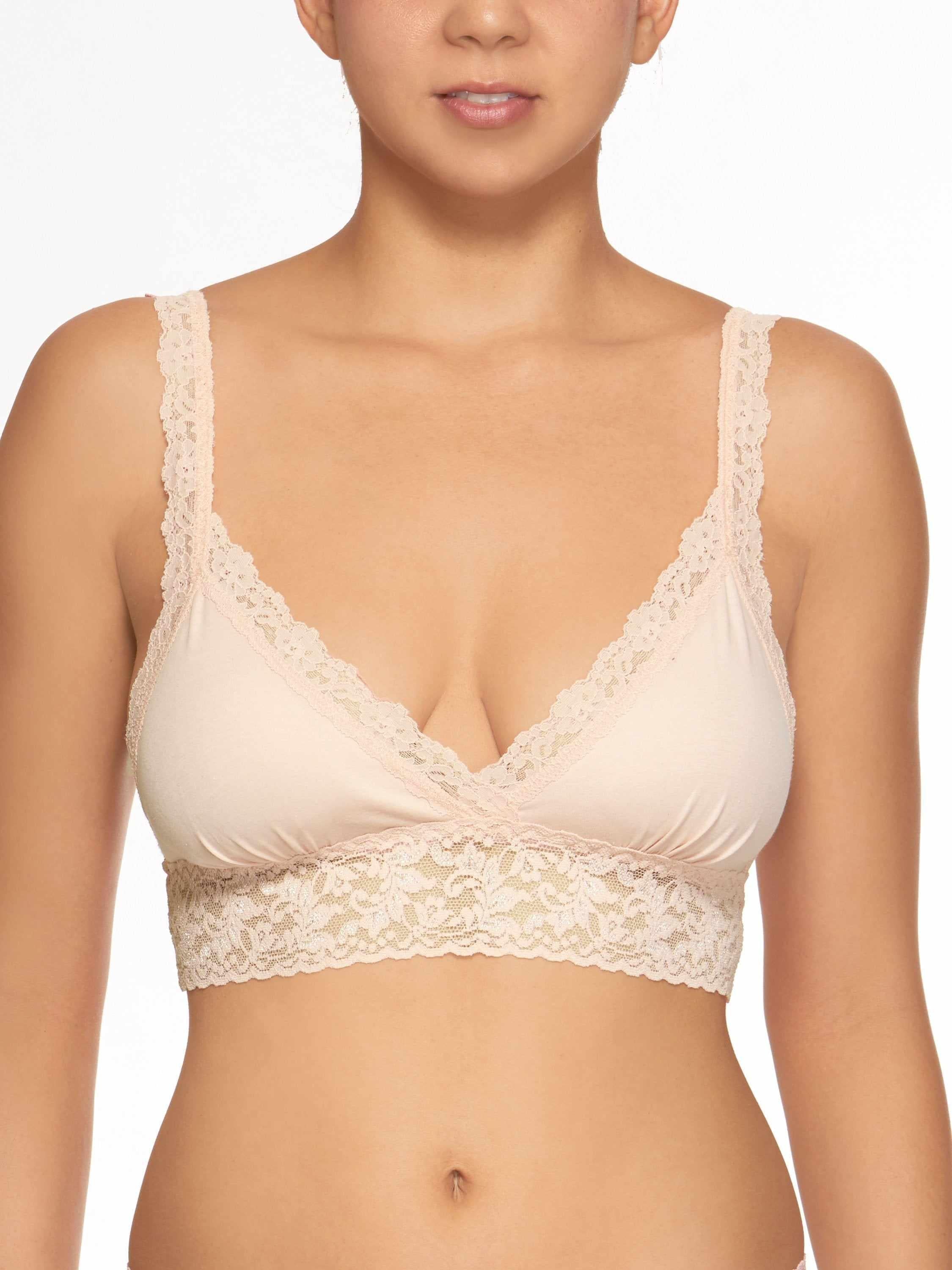 Chai Supima® Cotton Padded Bralette - Front On-Model, Lace Trim & Padded Cups | Hanky Panky
