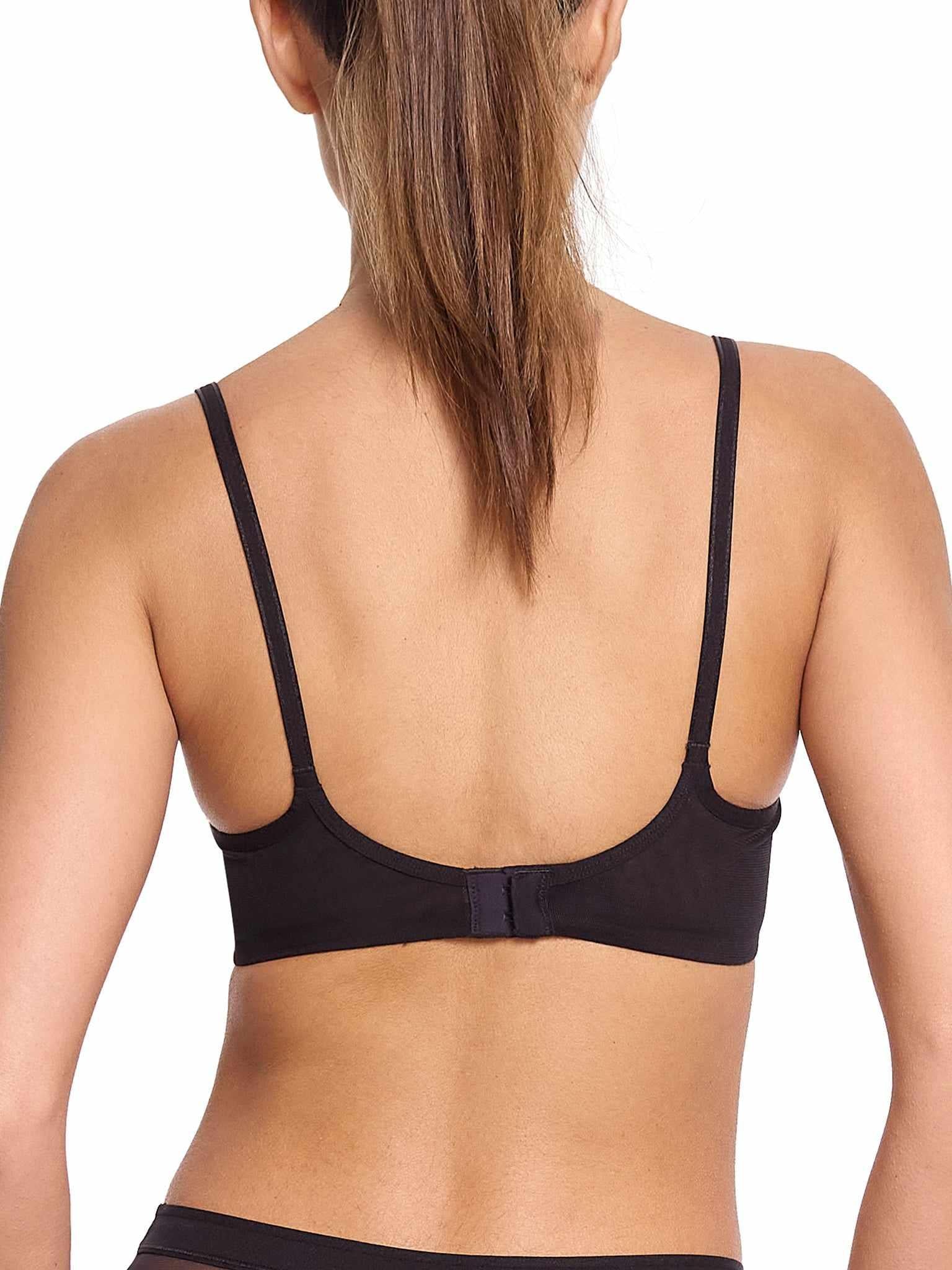 Black Unlined Mesh Bra - Back View, Hook-and-Eye Closure, Thin Straps | Hanky Panky
