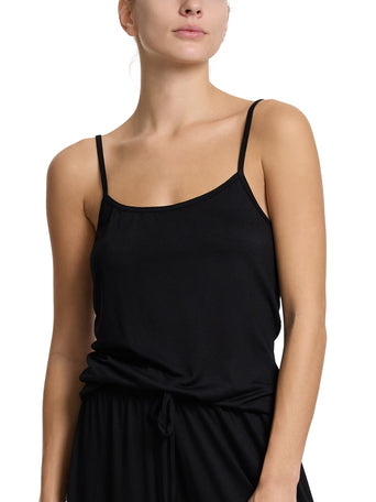 Unwind Cami Black Modal Lounge Camisole - Front View On Model | Hanky Panky