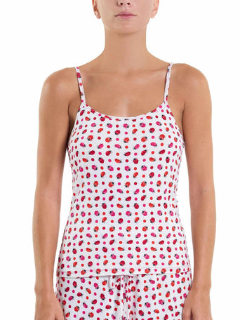 Unwind Cami Do Or Dot - White Ladybug Print Lounge Camisole Front View | Hanky Panky