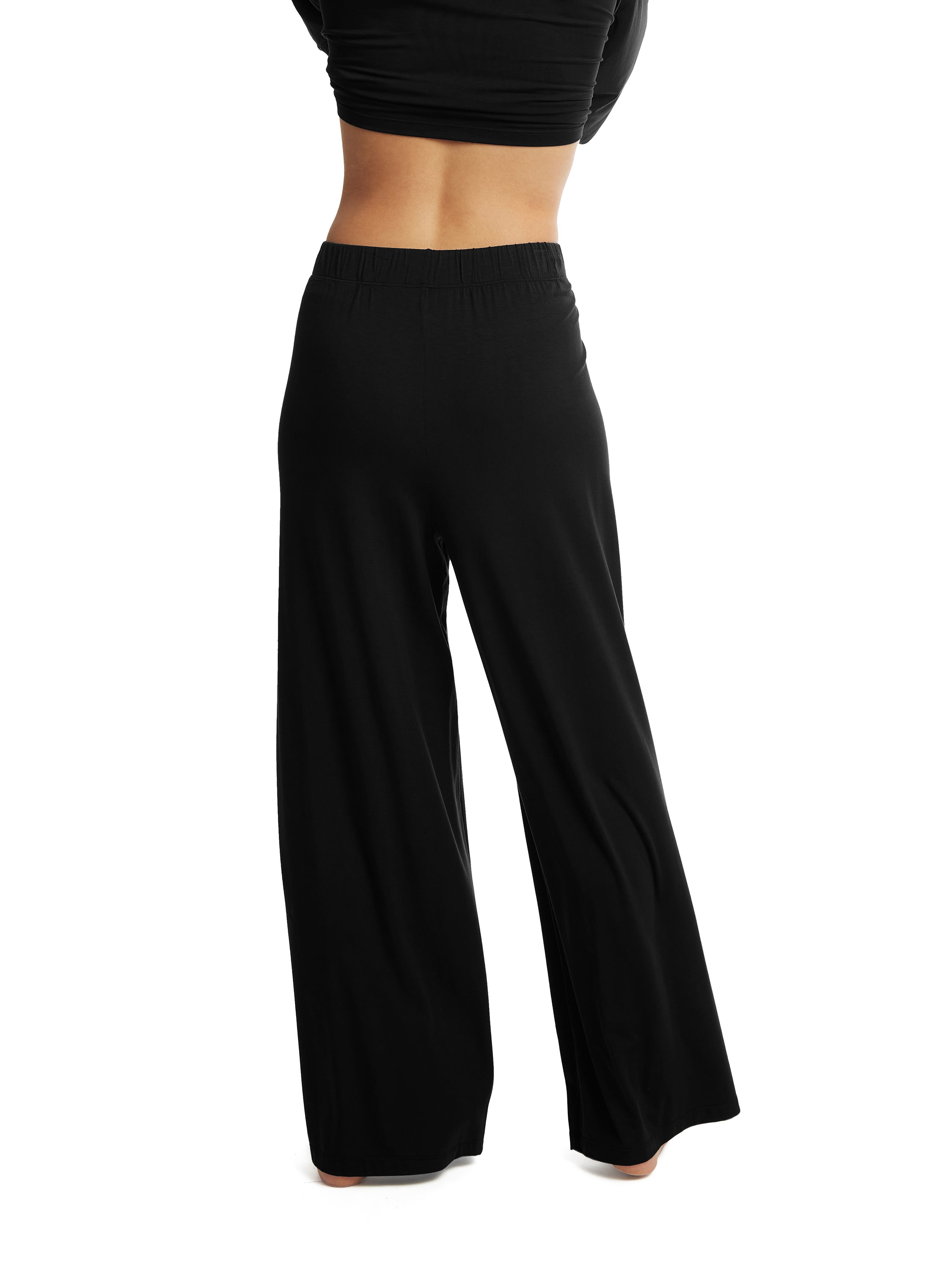 Unwind Modal Drawstring Wide Leg Pant Black | Hanky Panky