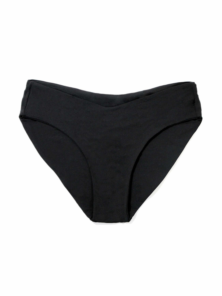 Black V-Kini Swimsuit Bottom Flat Lay, Recycled Fabric Bikini Brief | Hanky Panky