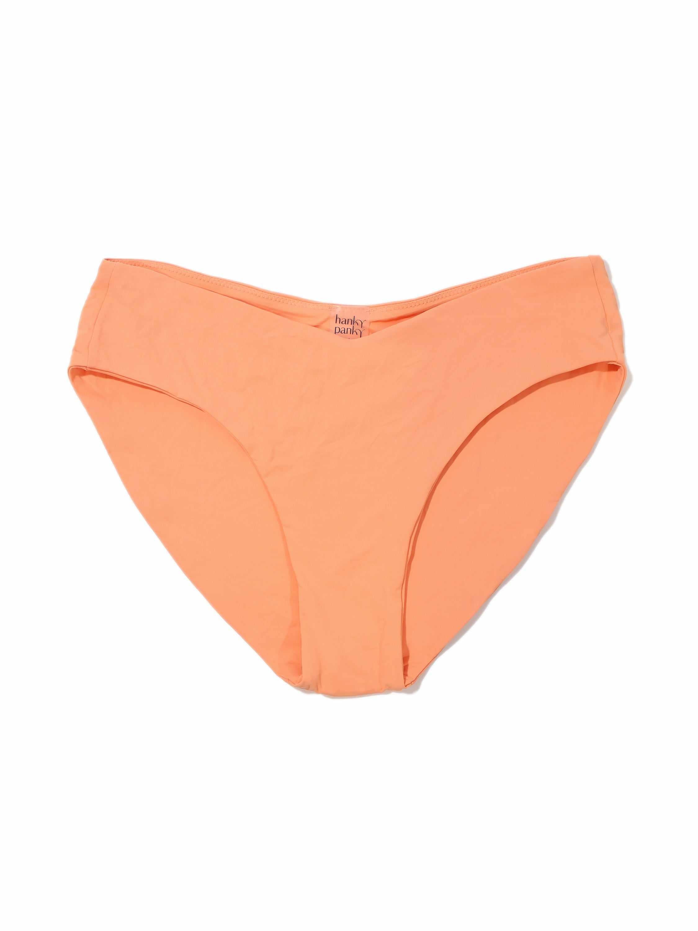Florence Orange V-Kini Swimsuit Bottom Flat Lay Front View - Eco Recycled Bikini Bottom | Hanky Panky