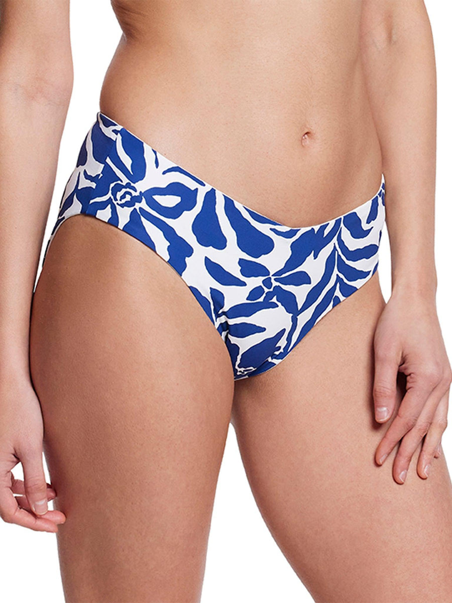 V-Kini Swimsuit Bottom Poolside Sale Blue Floral Print - Side On-Model | Hanky Panky