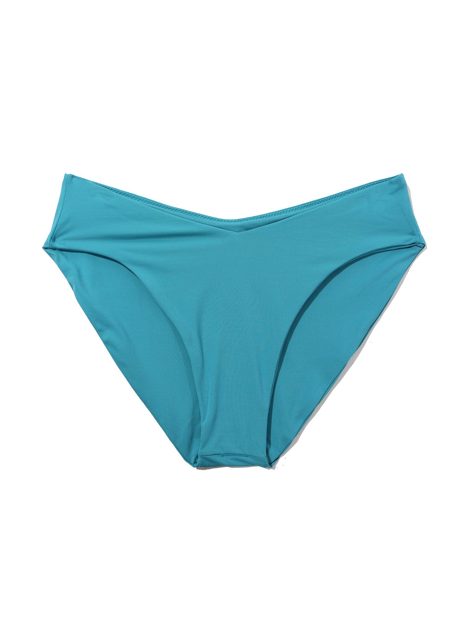 Tahiti Teal V-Kini Swimsuit Bottom Flat Lay, V-Cut Waistband Detail | Hanky Panky