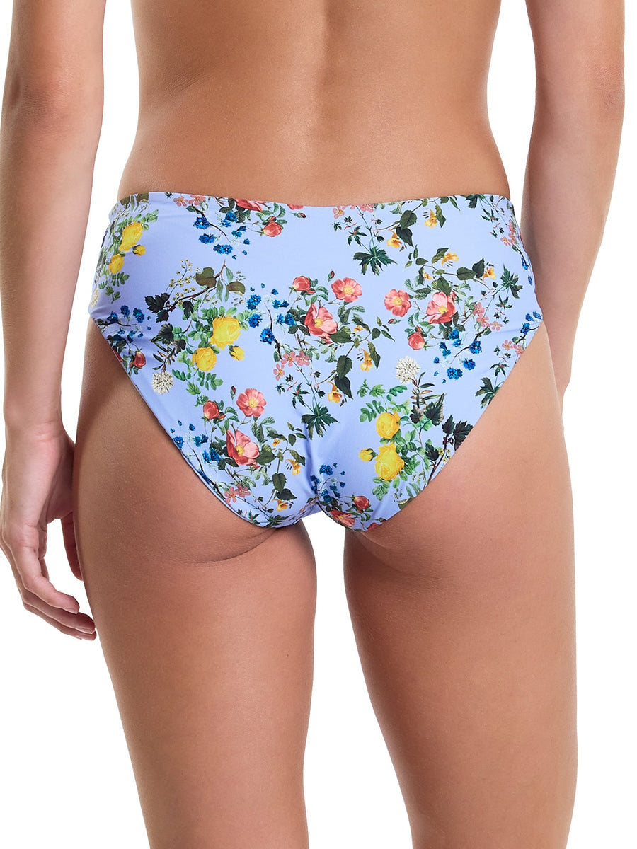 Periwinkle Floral Print V-Kini Swimsuit Bottom - Back View On Model | Hanky Panky
