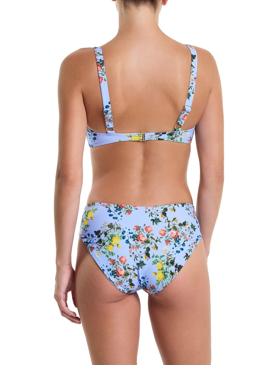 Periwinkle Floral Print V-Kini Swim Bottom with Matching Bikini Top - Back View | Hanky Panky