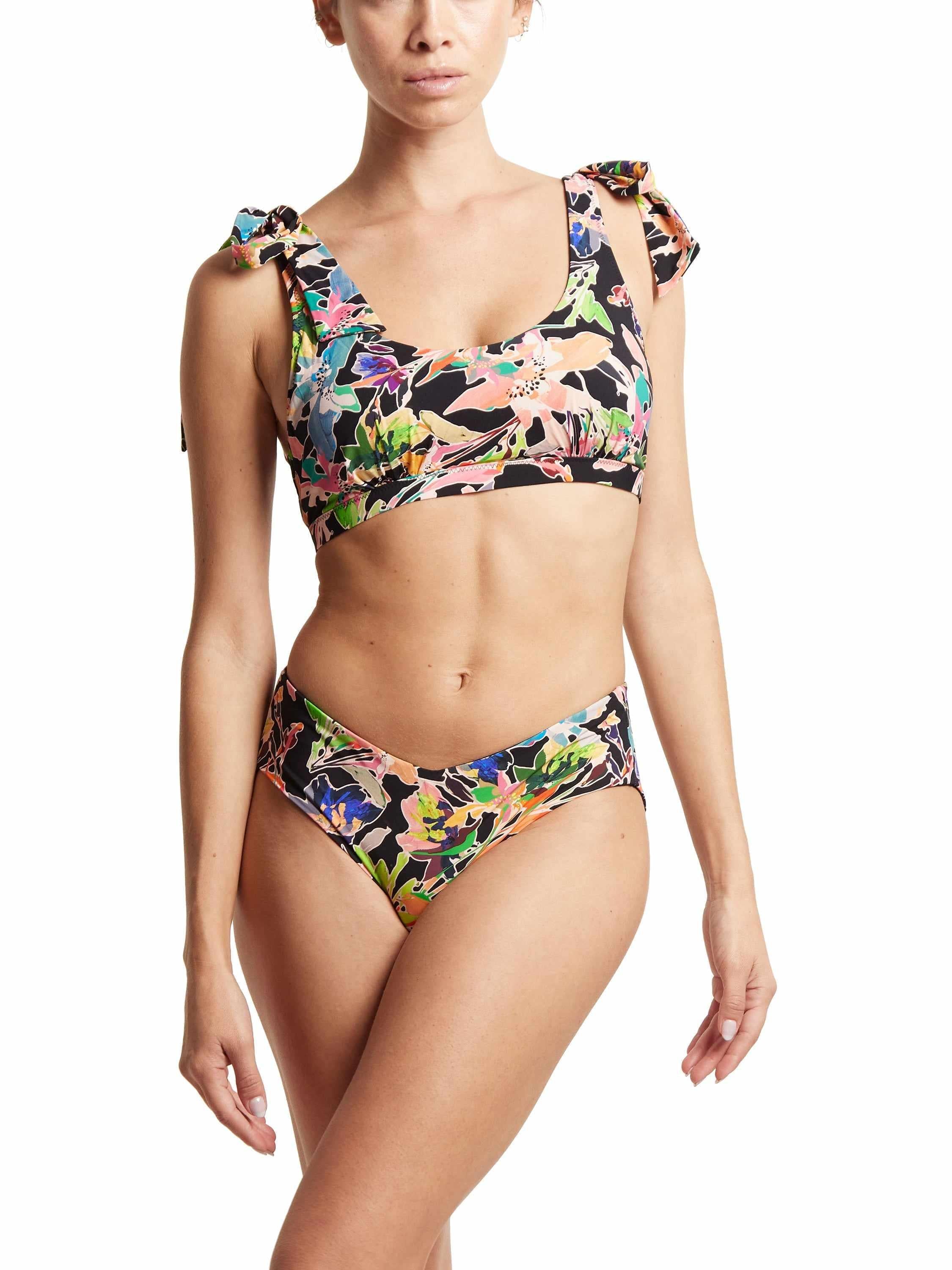Unapologetic Floral Print V-Kini Bikini Bottom Styled with Matching Swim Top | Hanky Panky