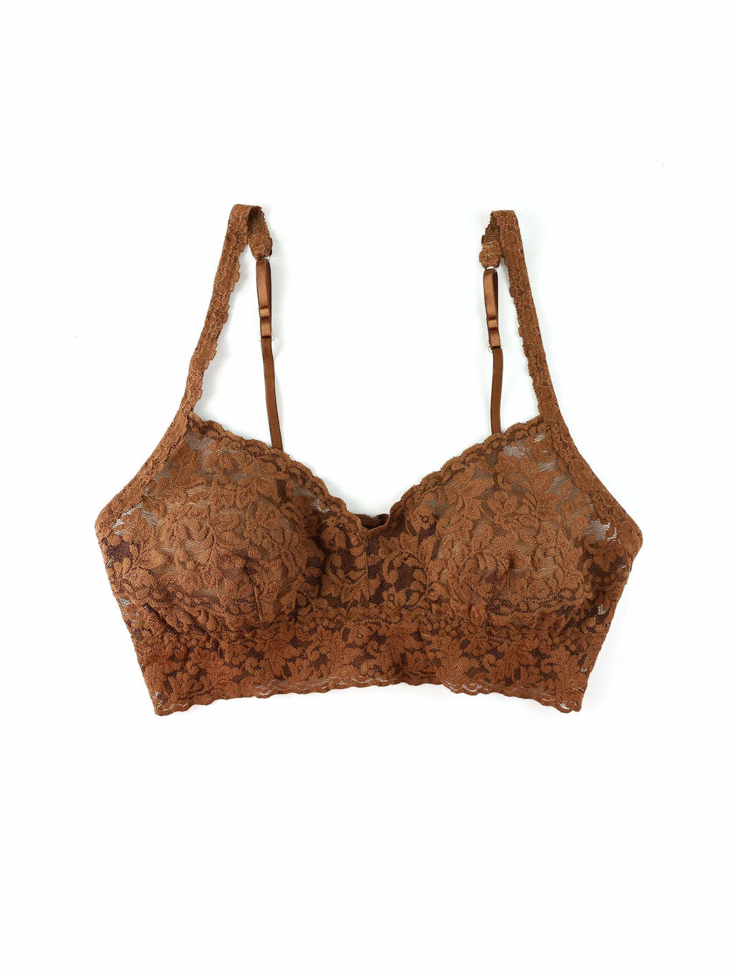V-Neck Retro Lace Bralette Macchiato Brown