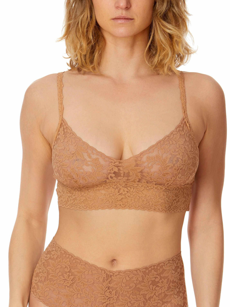 V-Neck Retro Lace Bralette Sun Tan Beige Sale