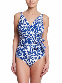Wide Strap Wrap One Piece Swimsuit Poolside  Black Friday Sale