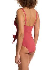 Wide Strap Wrap One Piece Swimsuit Sunbaked Red  Black Friday Sale