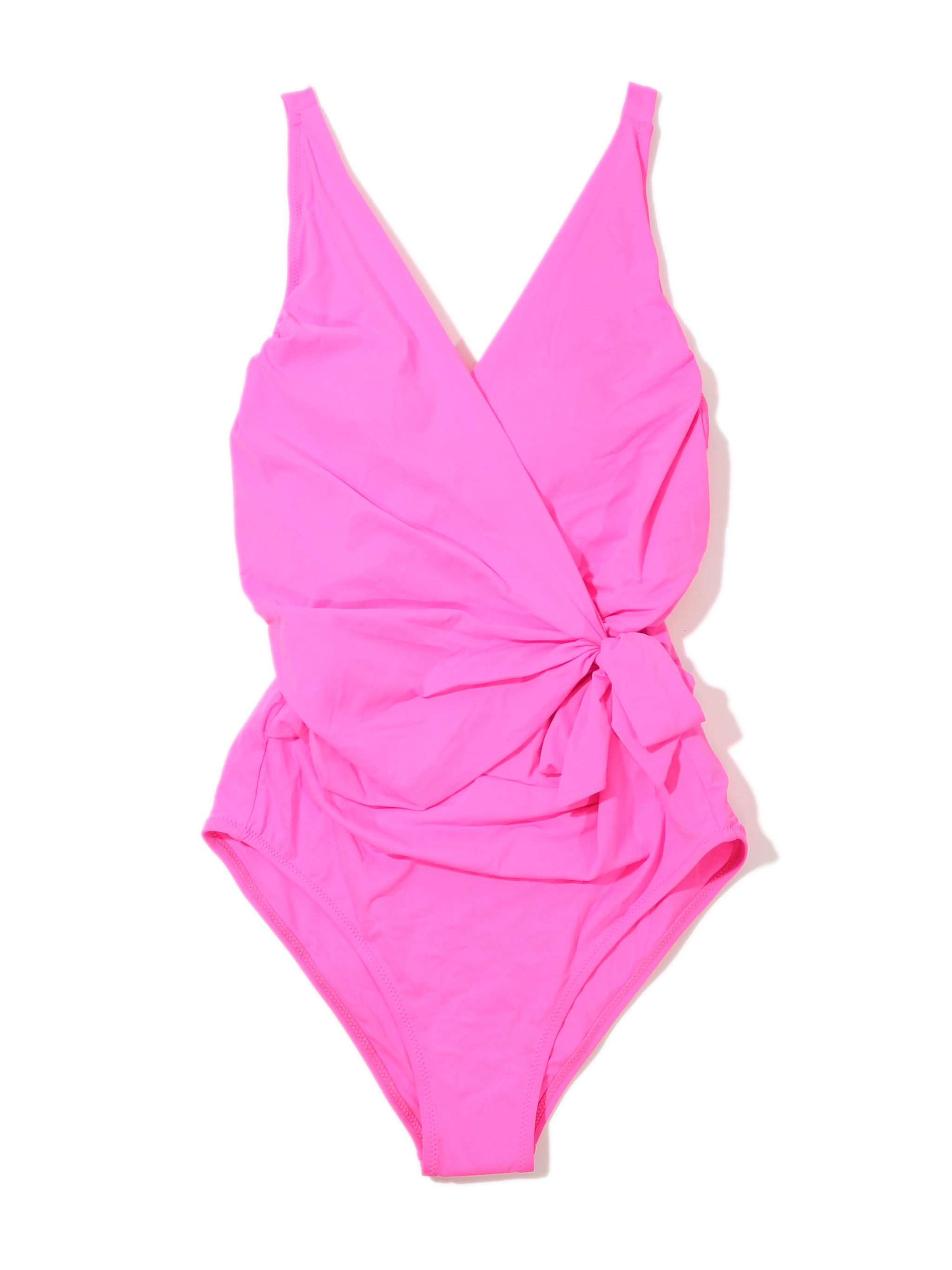 Wide Strap Wrap One Piece Swimsuit Unapologetic Pink