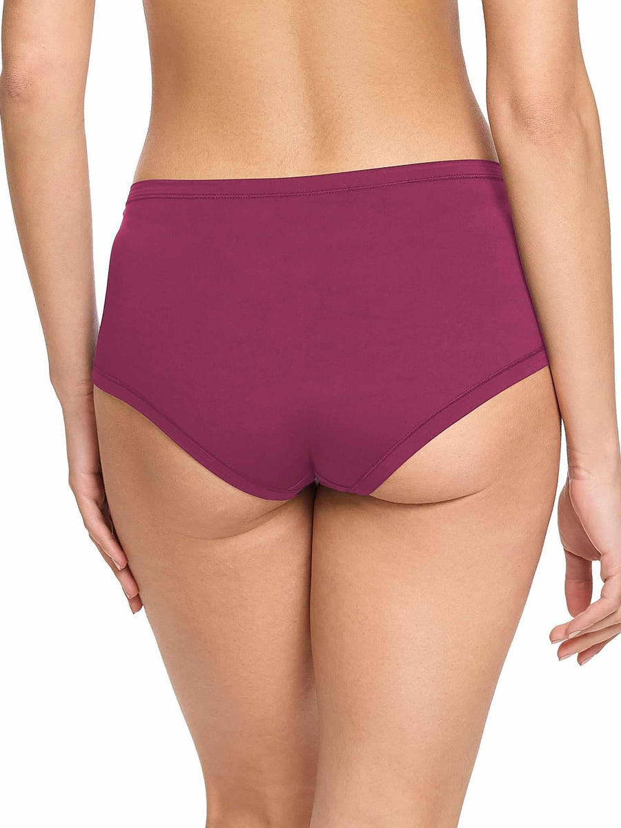 YourFit™ Boyshort Mulled Wine Red - Back View On Model, Full Coverage Boyshort Panty | Hanky Panky