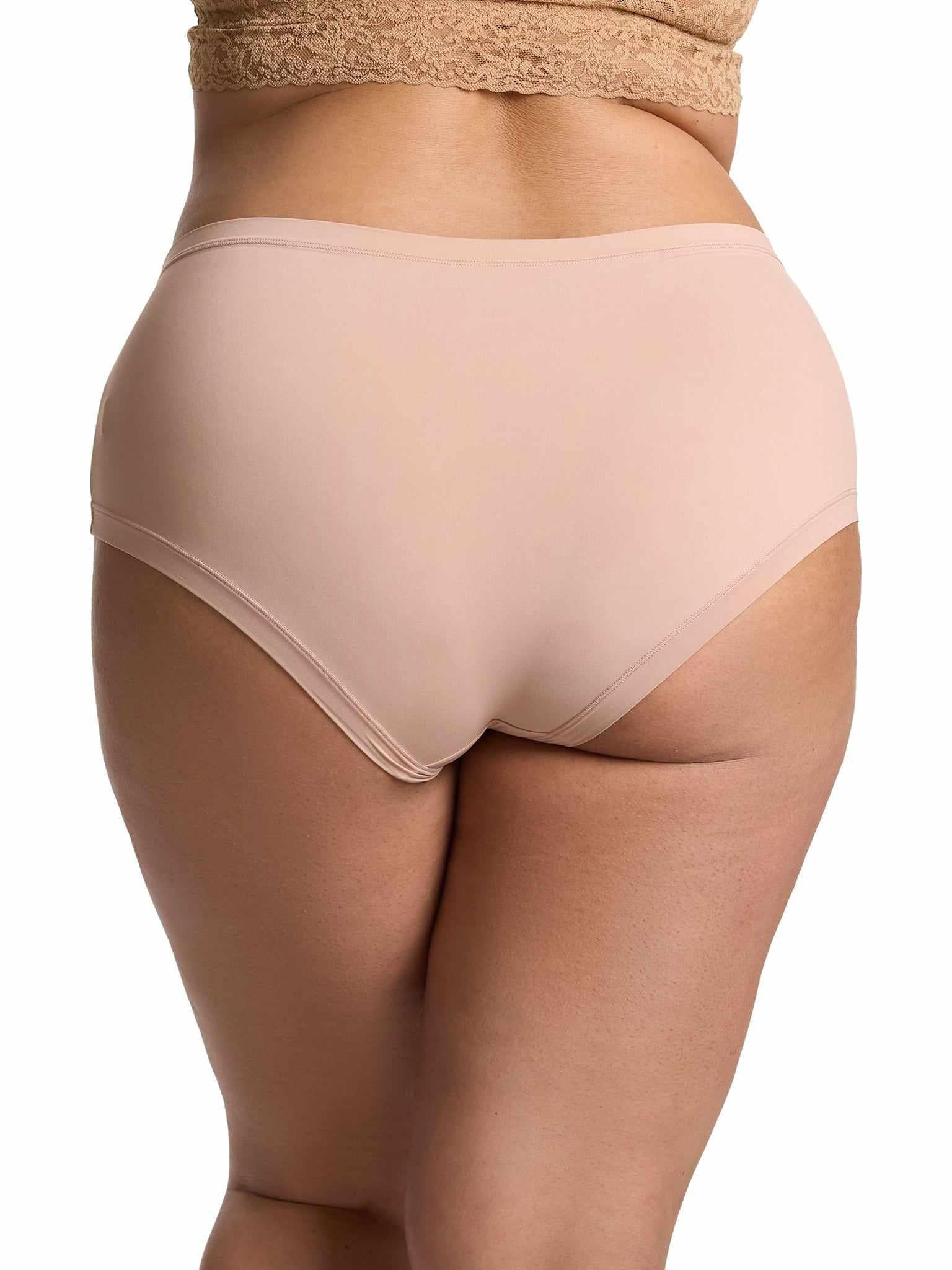 Almond Milk Neutral YourFit™ Boyshort - Back View On Curve Model | Hanky Panky