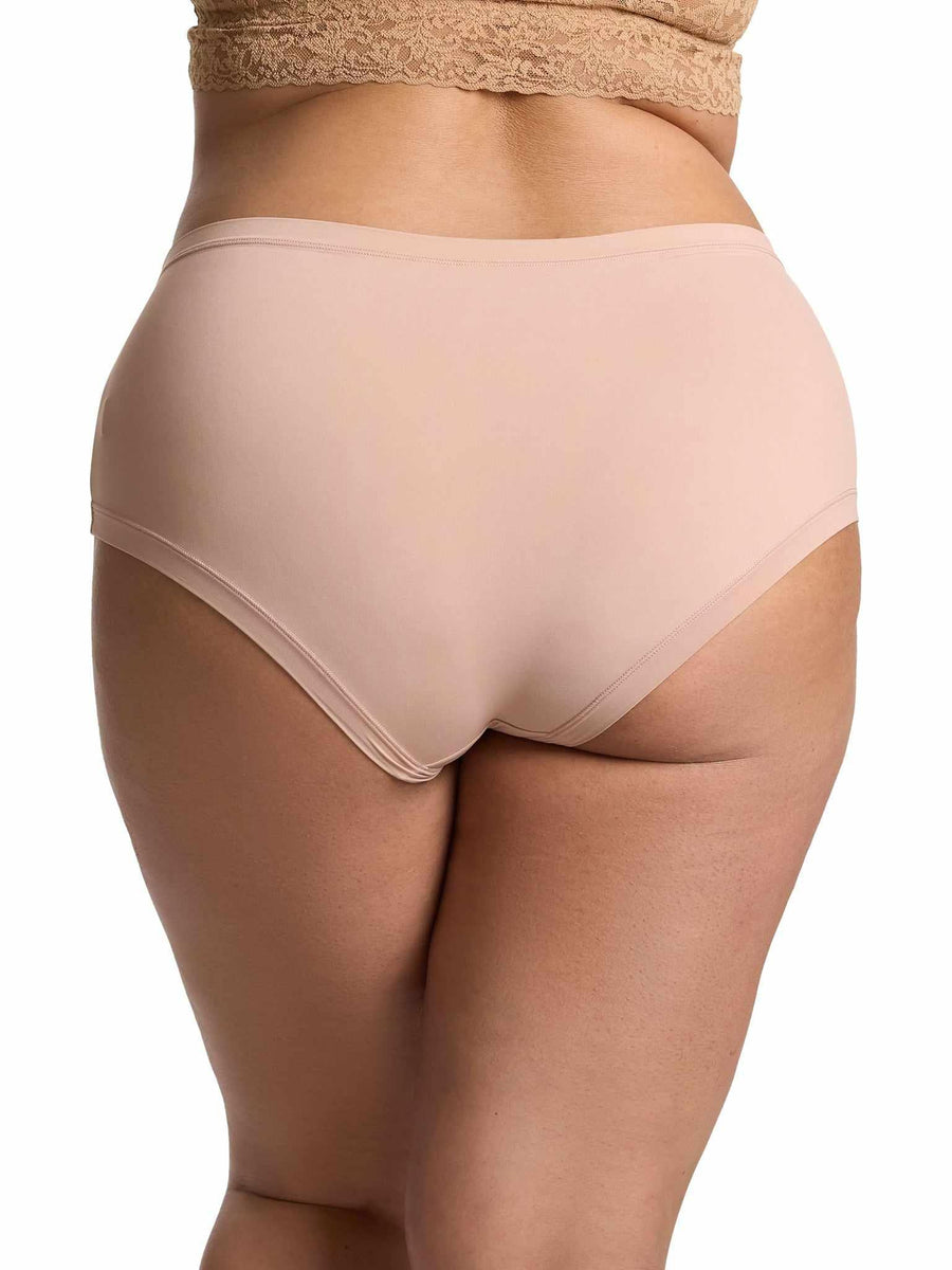 Almond Milk Neutral YourFit™ Boyshort - Back View On Curve Model | Hanky Panky